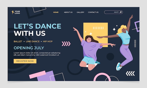 Free Vector hand drawn dance school landing page