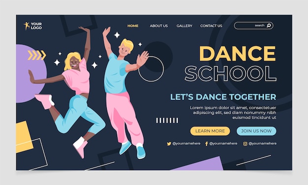 Hand drawn dance school landing page