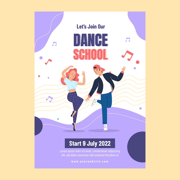 Hand drawn dance school poster template