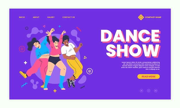 Hand drawn dance show landing page