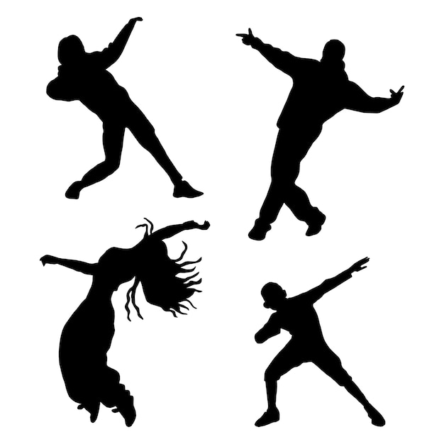 Hand drawn dancer silhouette set