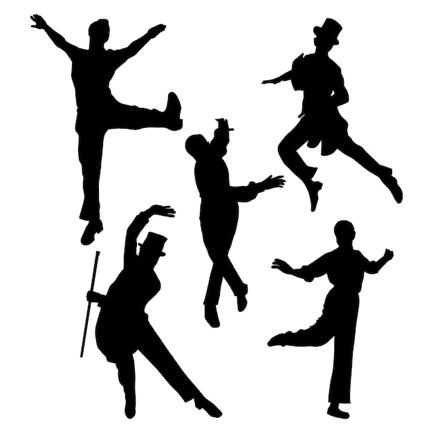 Hand drawn dancer silhouette set