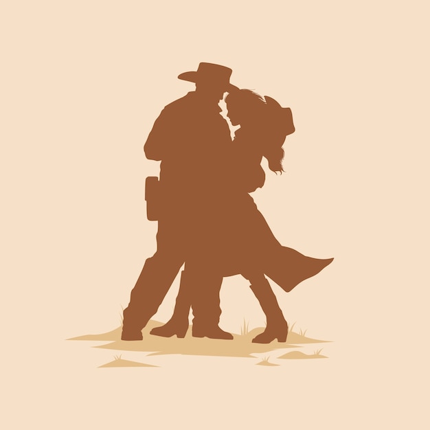 Free Vector hand drawn dancing cowboy silhouette