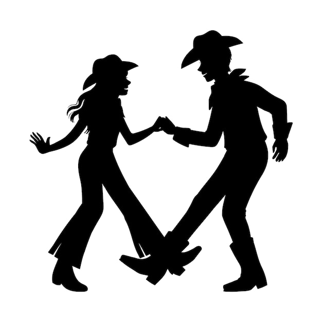 Free vector hand drawn dancing cowboy silhouette