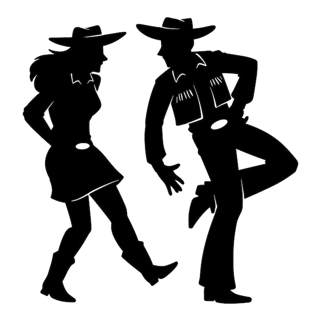 Free Vector hand drawn dancing cowboy silhouette