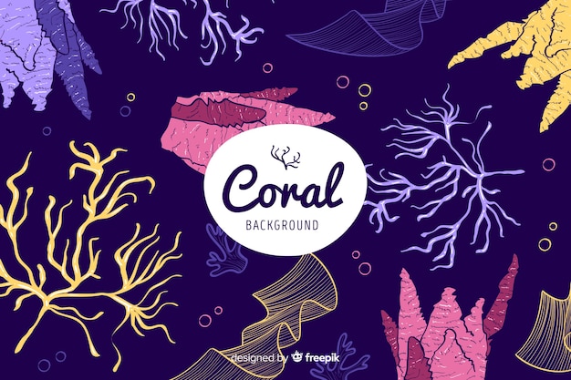 Free Vector hand drawn dark coral background