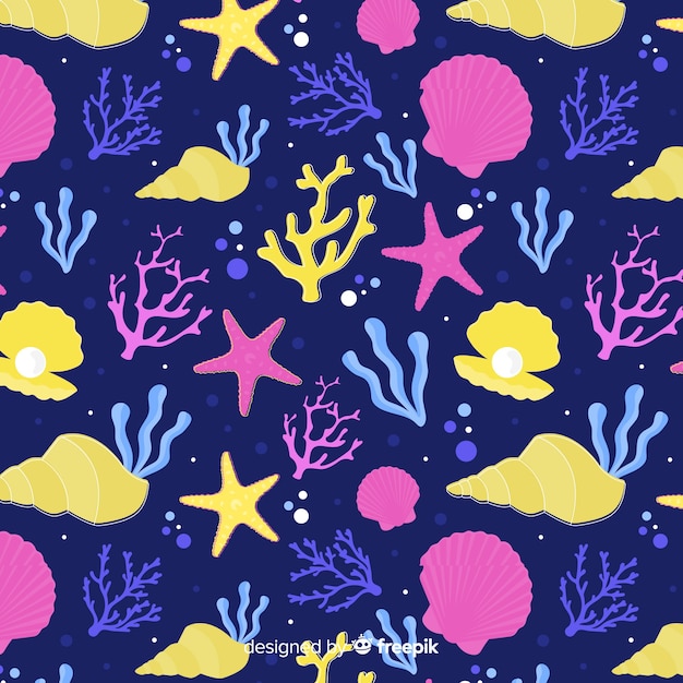 Hand drawn dark coral pattern