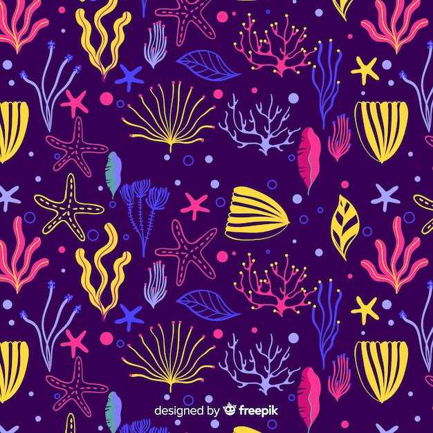 Hand drawn dark coral pattern