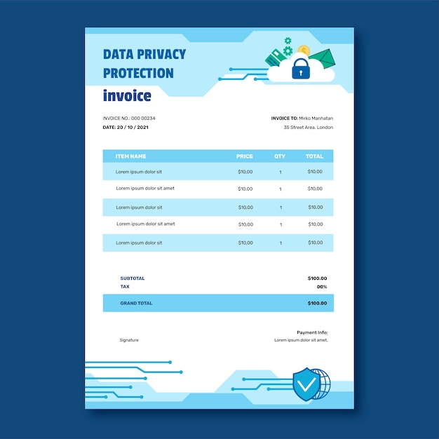 Hand drawn data privacy invoice