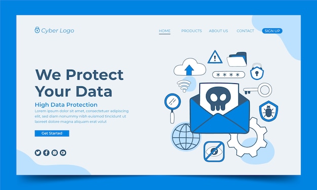 Hand drawn data privacy landing page