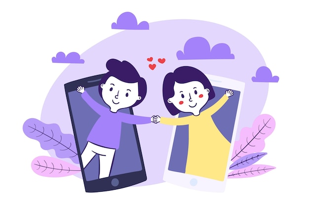 Free Vector hand drawn dating app illustration concept