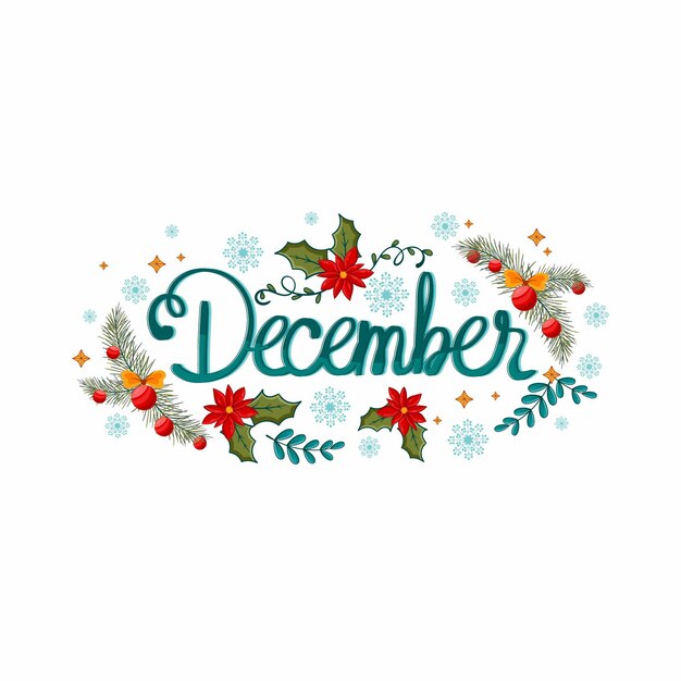 Hand drawn december lettering