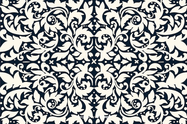 Hand drawn decorative damask background