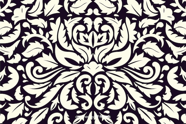 Hand drawn decorative damask background