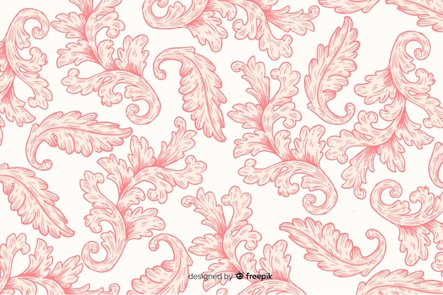 Free Vector hand drawn decorative damask background