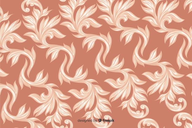 Hand drawn decorative damask background