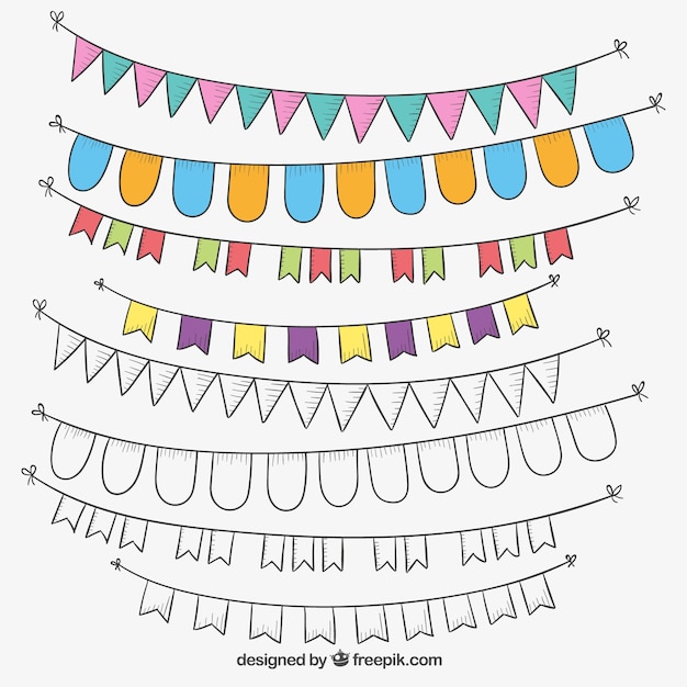 Free Vector hand drawn decorative flags