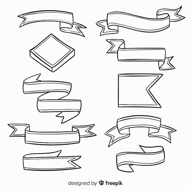 Free vector hand drawn decorative ribbon collection