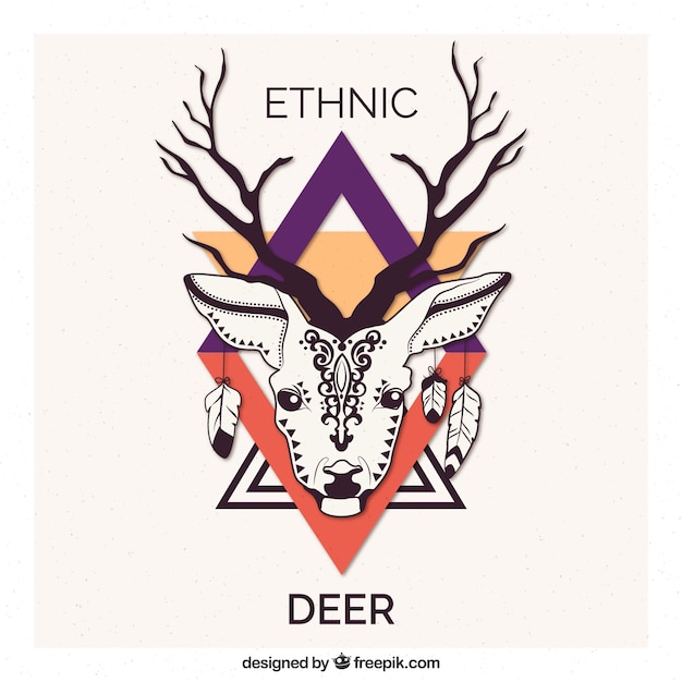 Free Vector hand drawn deer ethnic background 