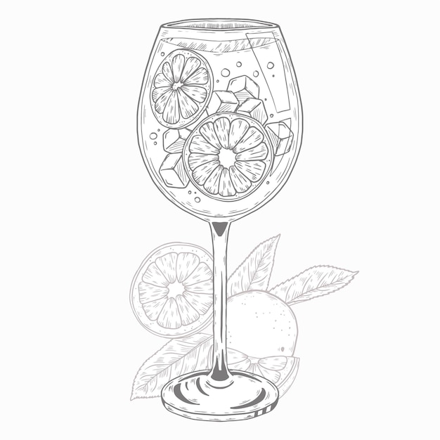 Hand drawn delicious cocktail illustration