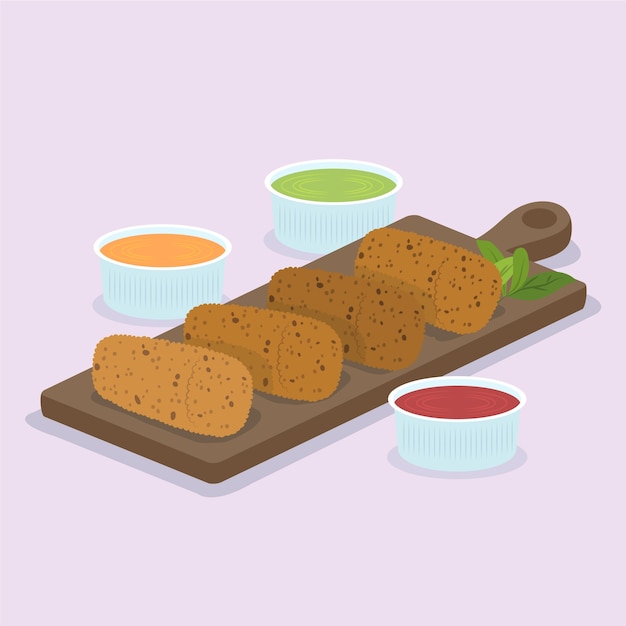 Free Vector hand drawn delicious croquetas illustration