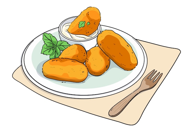 Free Vector hand drawn delicious croquetas illustration