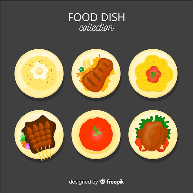 Hand drawn delicious food dish pack