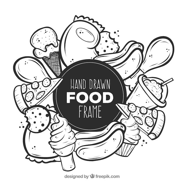 Free Vector hand drawn delicious food frame