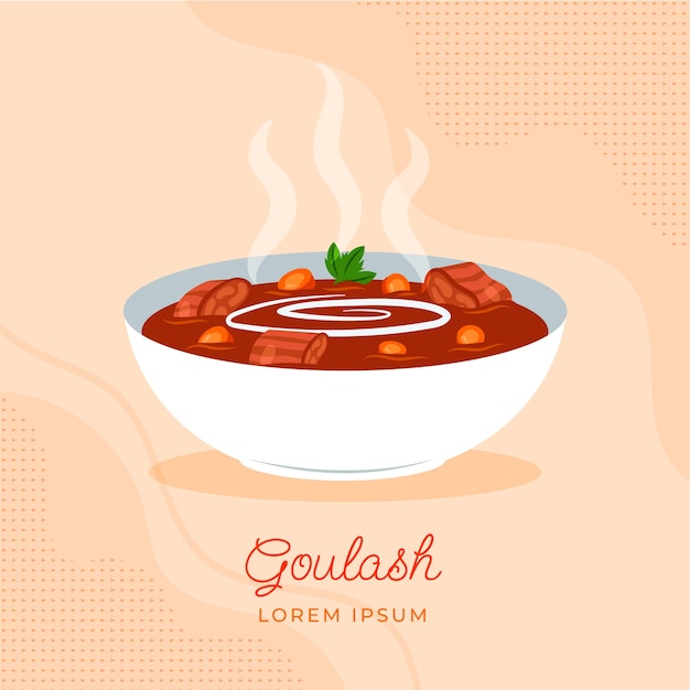 Hand drawn delicious goulash illustration