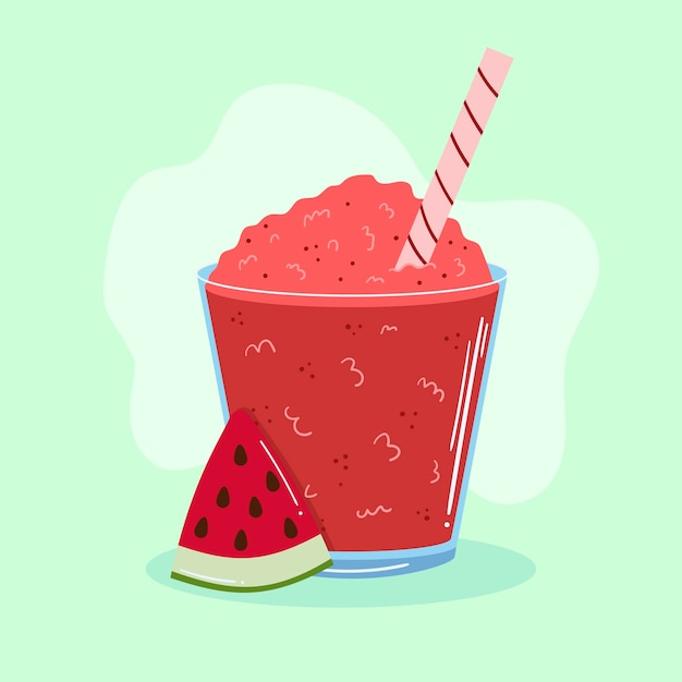 Hand drawn delicious granita with watermelon