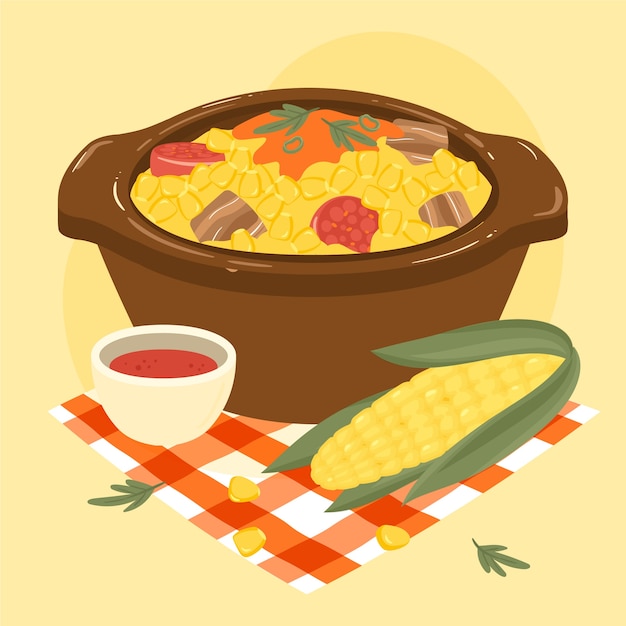 Hand drawn delicious locro illustration