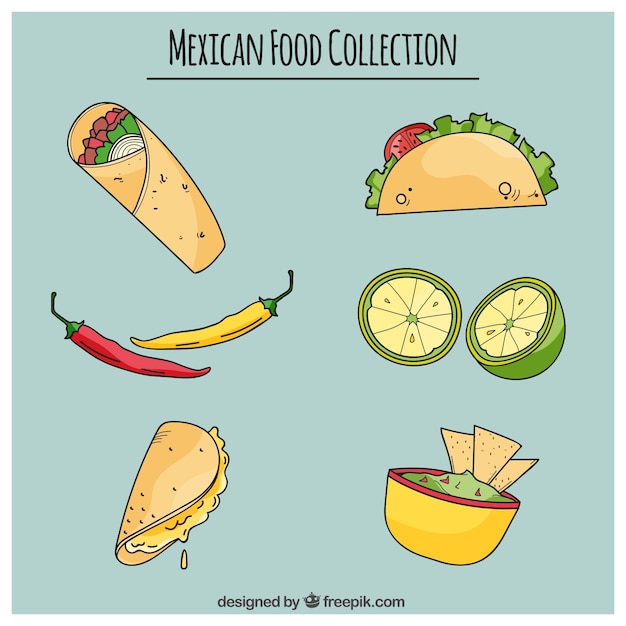 Hand drawn delicious mexican food 