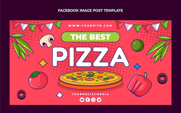 Free Vector hand drawn delicious pizza facebook post