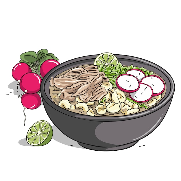 Free Vector hand drawn delicious pozole illustration