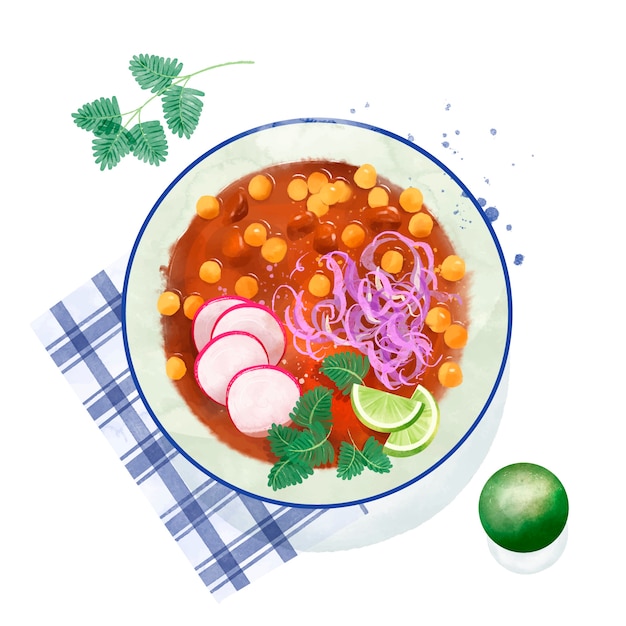 Free Vector hand drawn delicious pozole illustration