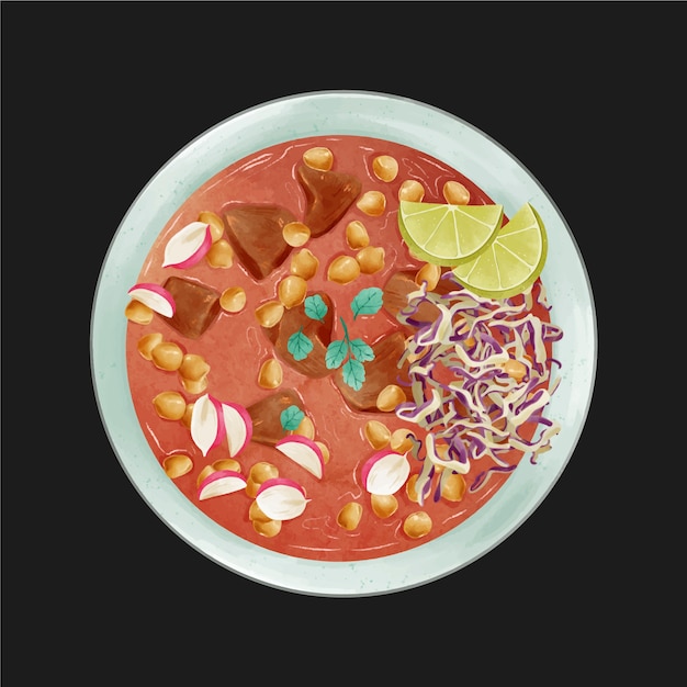 Free vector hand drawn delicious pozole illustration