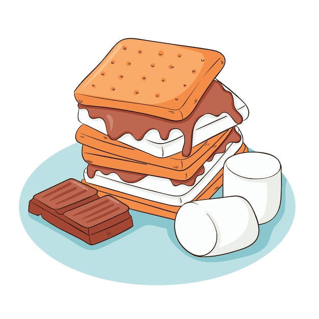 Hand drawn delicious  s'more illustration