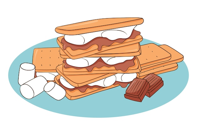 Hand drawn delicious  s'more illustration