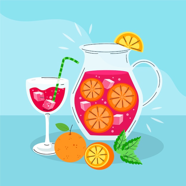 Hand drawn delicious sangria illustration