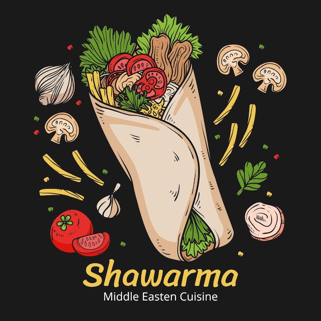 Free Vector hand drawn delicious shawarma illustration