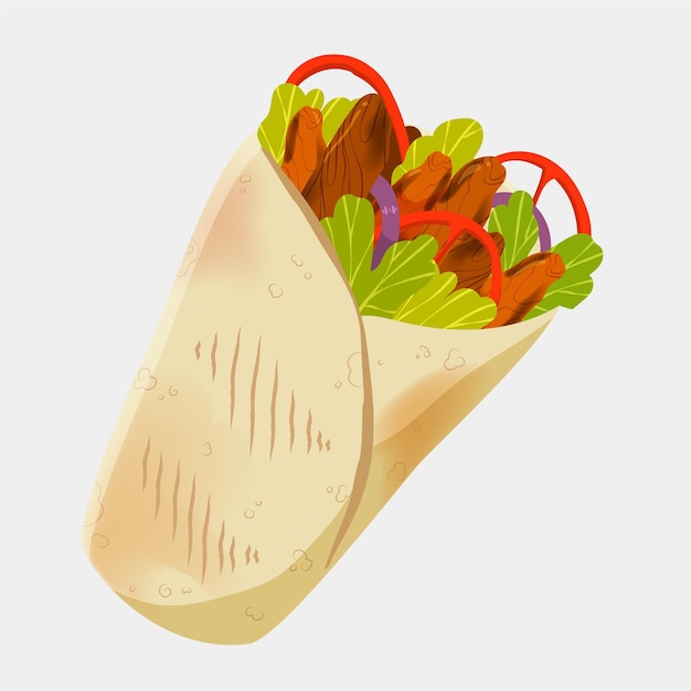 Free Vector hand drawn delicious shawarma illustration