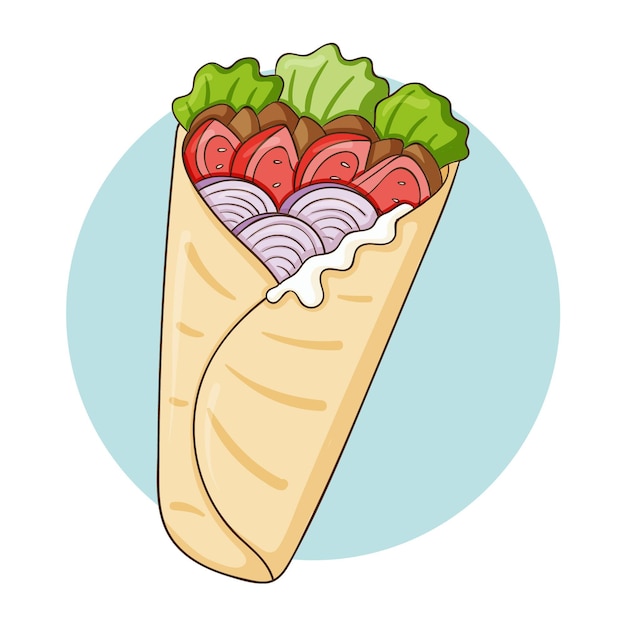 Free Vector hand drawn delicious shawarma illustration