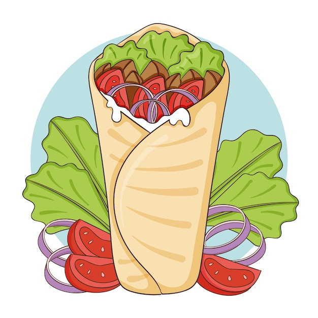 Free Vector hand drawn delicious shawarma illustration