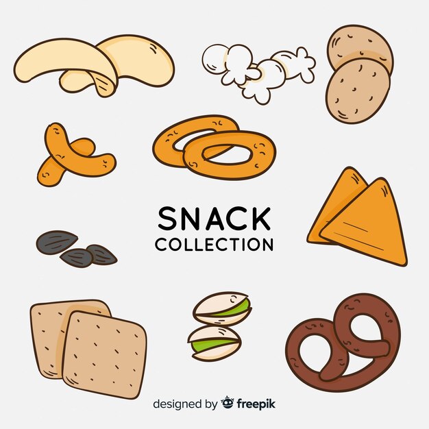 Hand drawn delicious snack collection