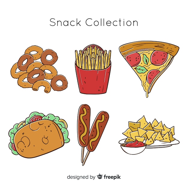 Free Vector hand drawn delicious snack collection