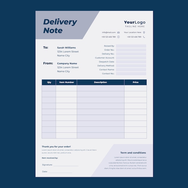 Free Vector hand drawn delivery note template