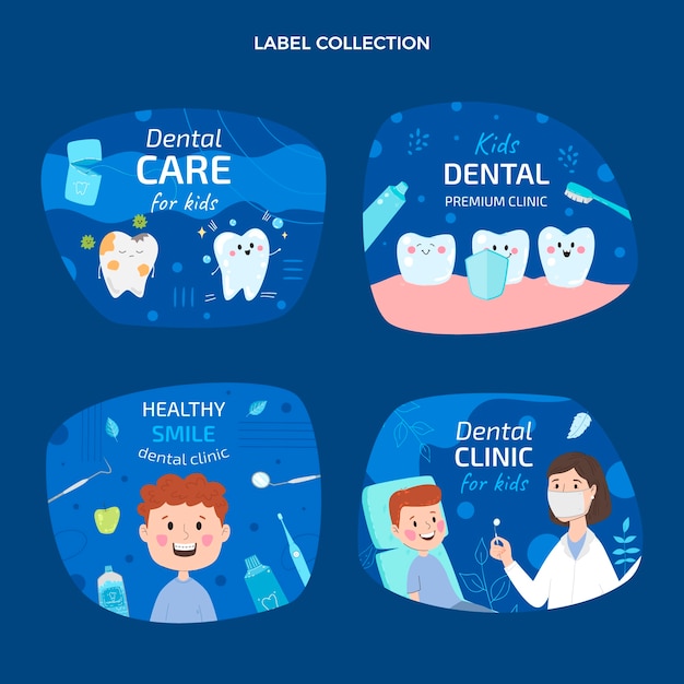 Hand drawn dental clinic labels