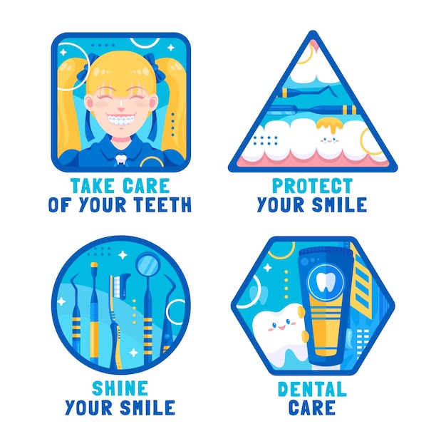 Free Vector hand drawn dental clinic labels