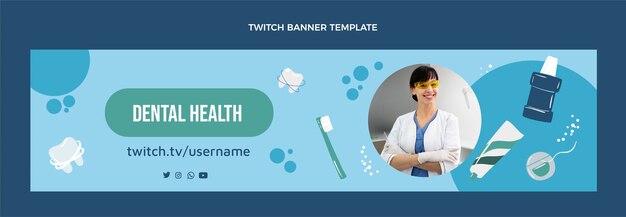 Free Vector hand drawn dental clinic twitch banner template