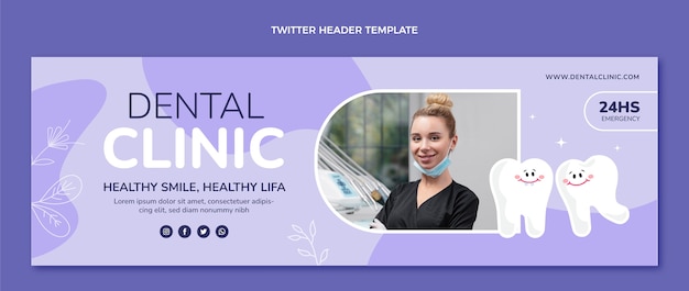 Hand drawn dental clinic twitter header